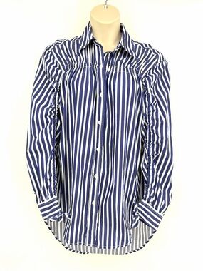 Current Elliott Striped Button Down Shirt Blue White Size 2